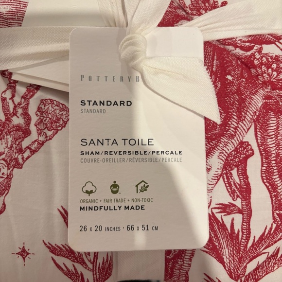 Pottery Barn Reversible Christmas Santa Toile Comforter & Shams NWT Rare HTF - Picture 4 of 8